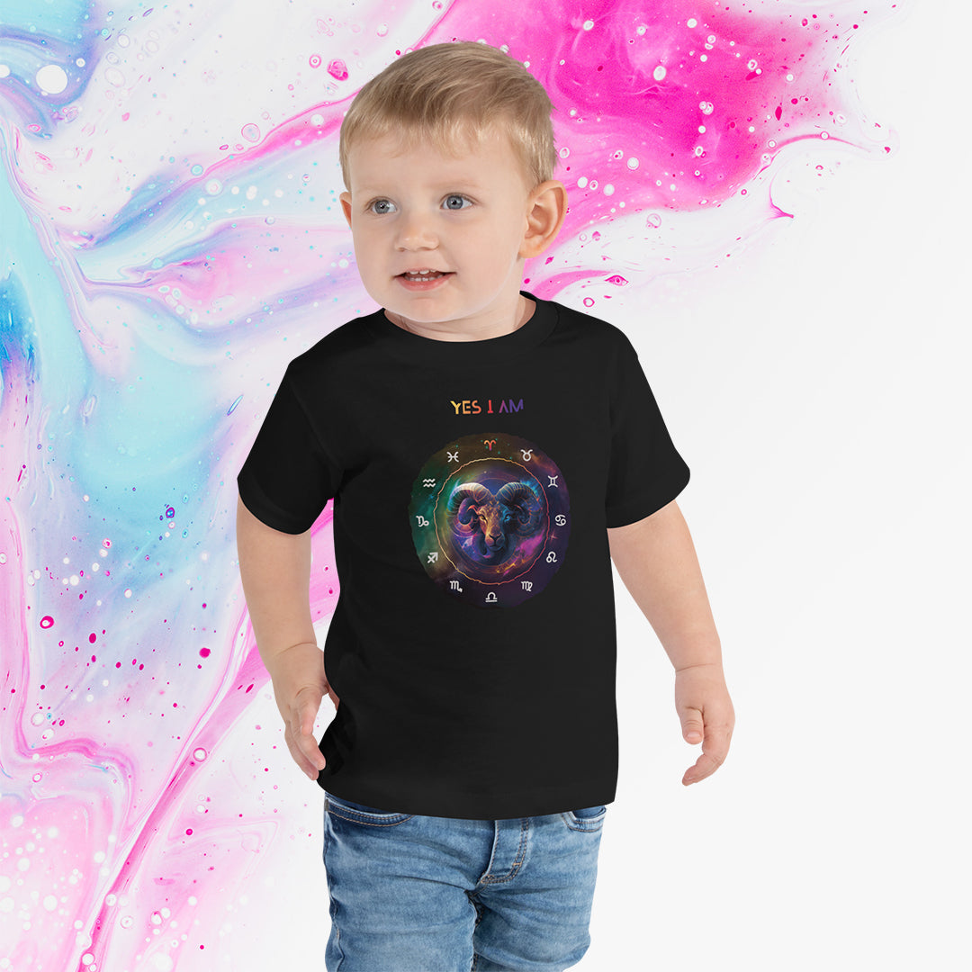 Aries Unisex Toddler Short Sleeve Tee - Black