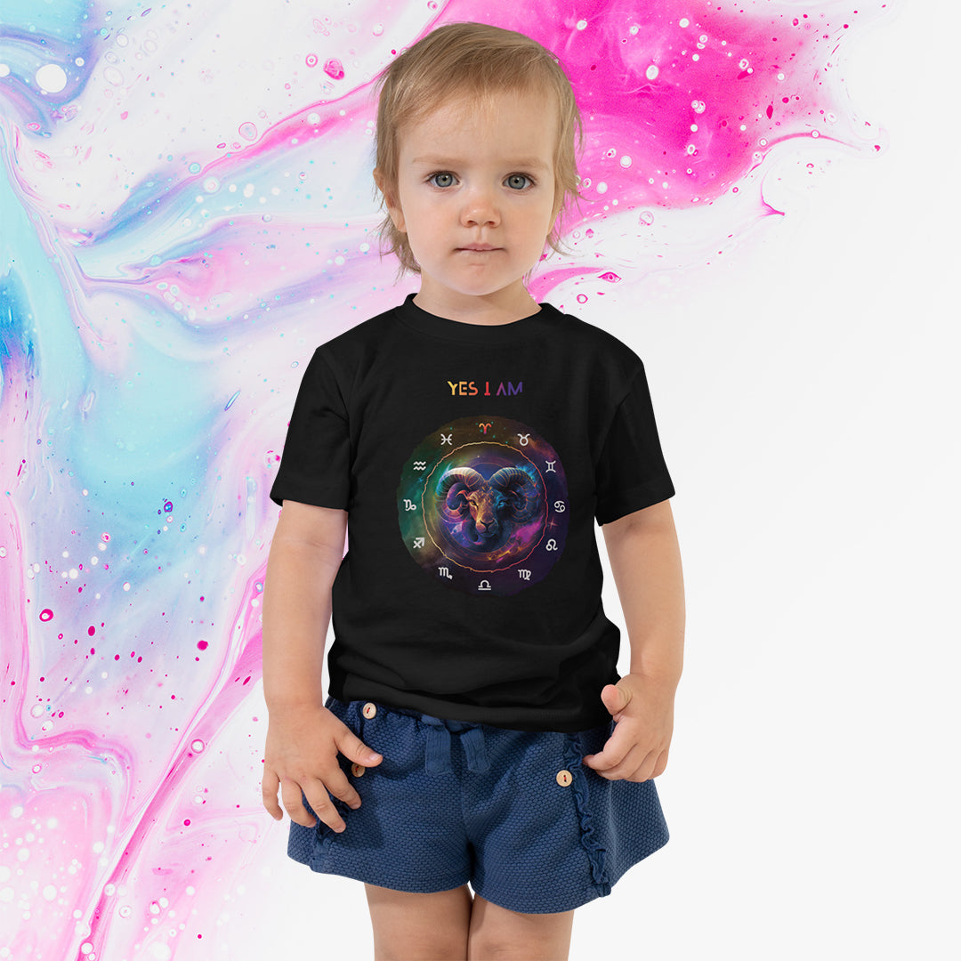 Aries Unisex Toddler Short Sleeve Tee - Black